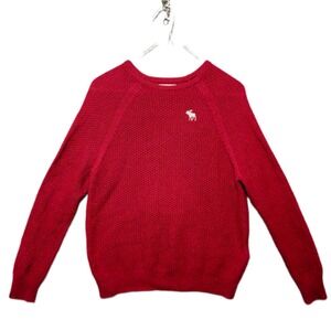 Abercrombie Kids Red Metallic Sparkle Knit Pullover Sweater Size 9/10 Raglan